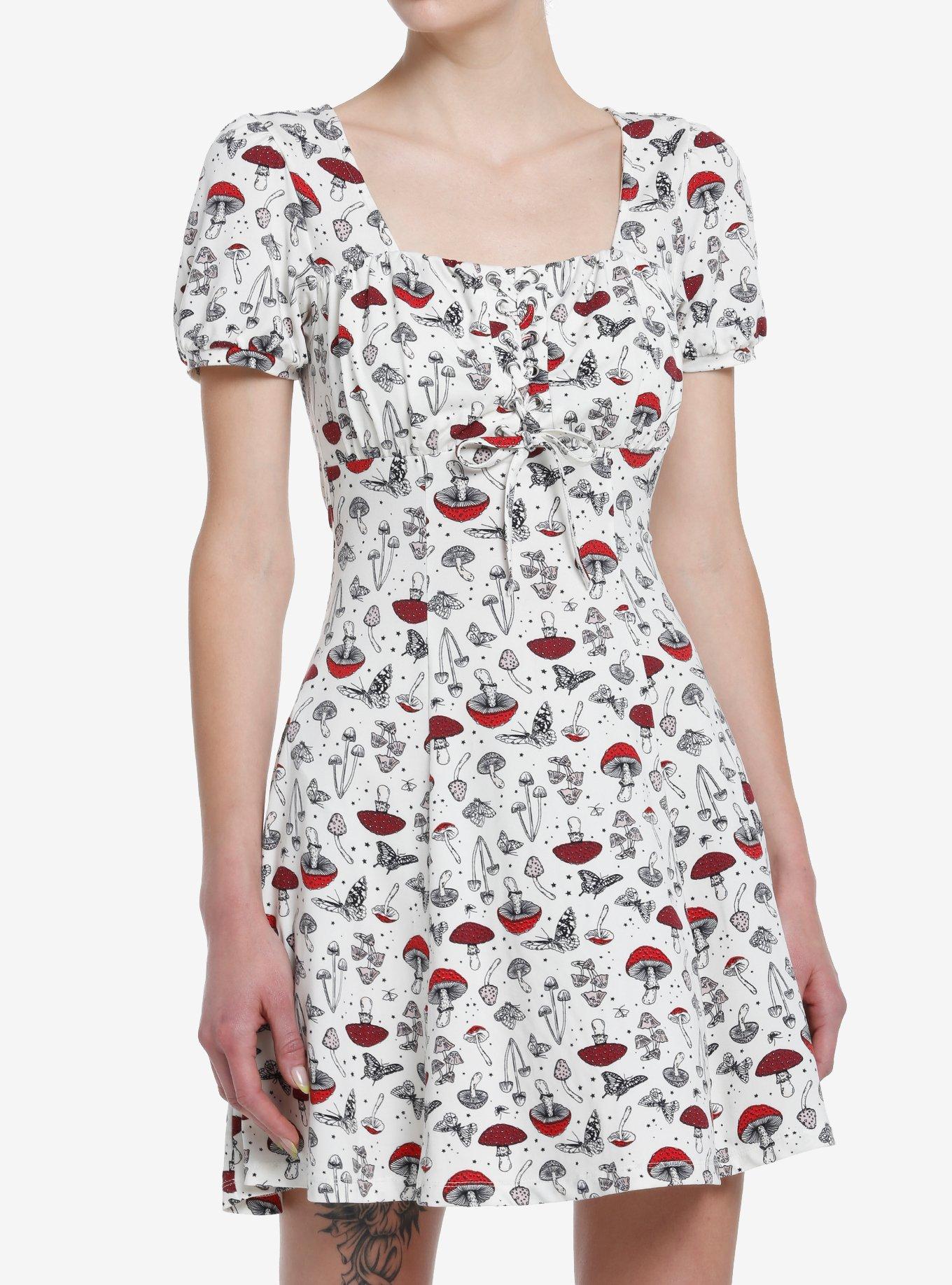 Thorn & Fable Mushrooms Babydoll Dress, MUSHROOM, hi-res