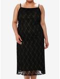 Thorn & Fable Black & Sage Lace Midi Slip Dress Plus Size, BLACK, hi-res