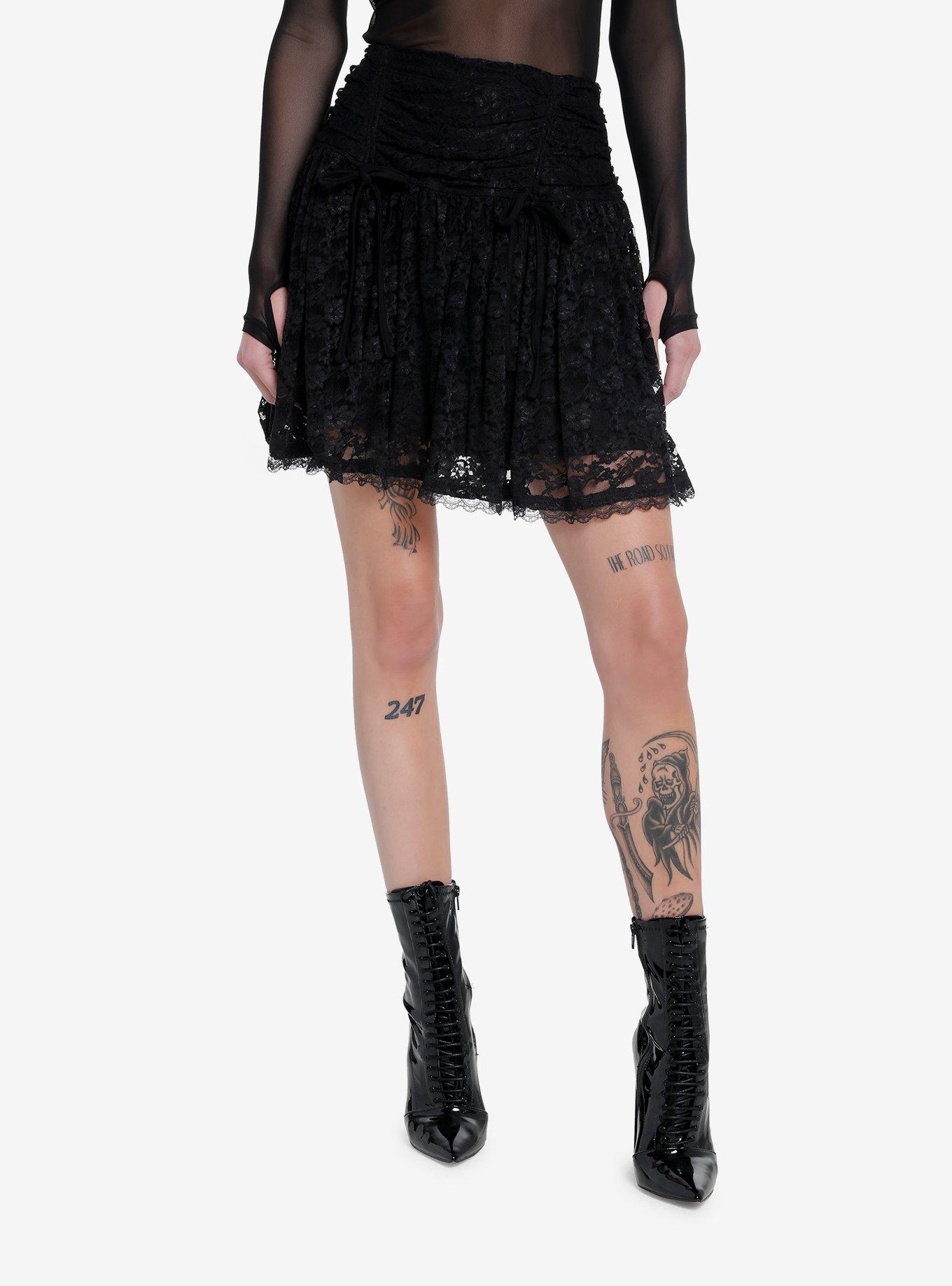 Cosmic Aura Black Lace Overlay Skirt, BLACK, hi-res