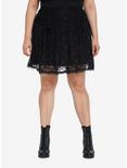 Cosmic Aura Black Lace Overlay Skirt Plus Size, BLACK, hi-res
