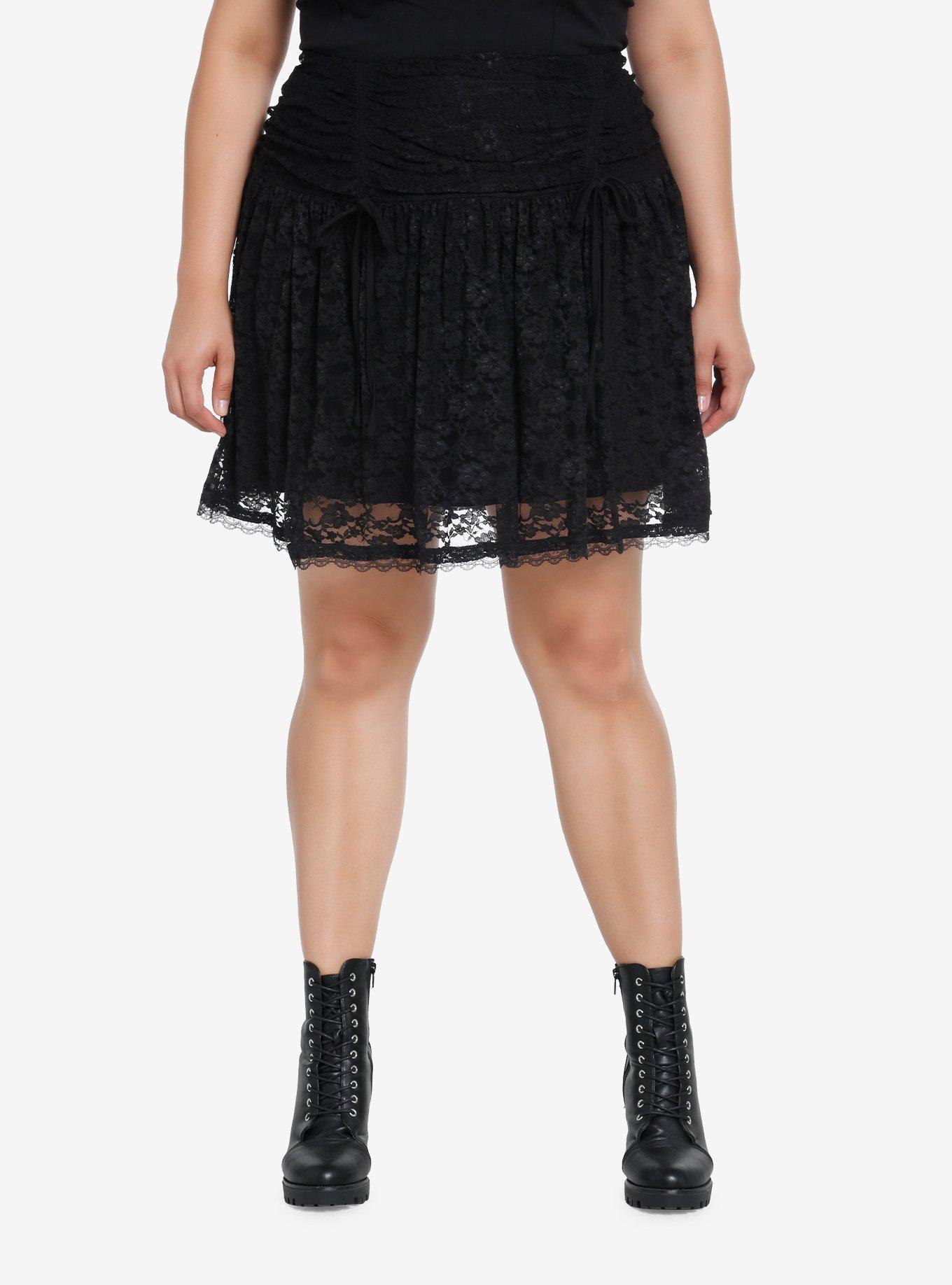 Cosmic Aura Black Lace Overlay Skirt Plus Size