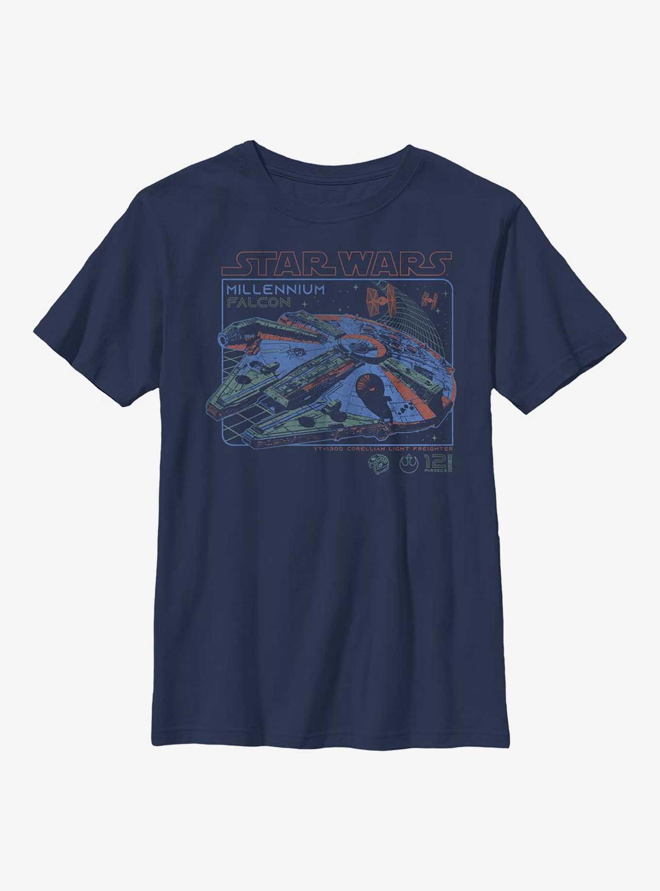 Star Wars Millennium Blue Print Youth T-Shirt, NAVY, hi-res