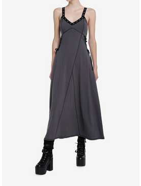 Social Collision Grey Grommet Strap Maxi Dress, , hi-res