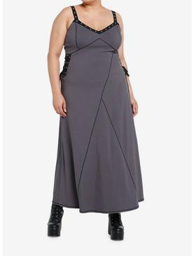 Social Collision Grey Grommet Strap Maxi Dress Plus Size, , hi-res