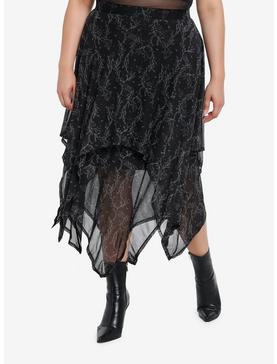 Plus Size Cosmic Aura Moths & Branches Tiered Mesh Skirt Plus Size, , hi-res