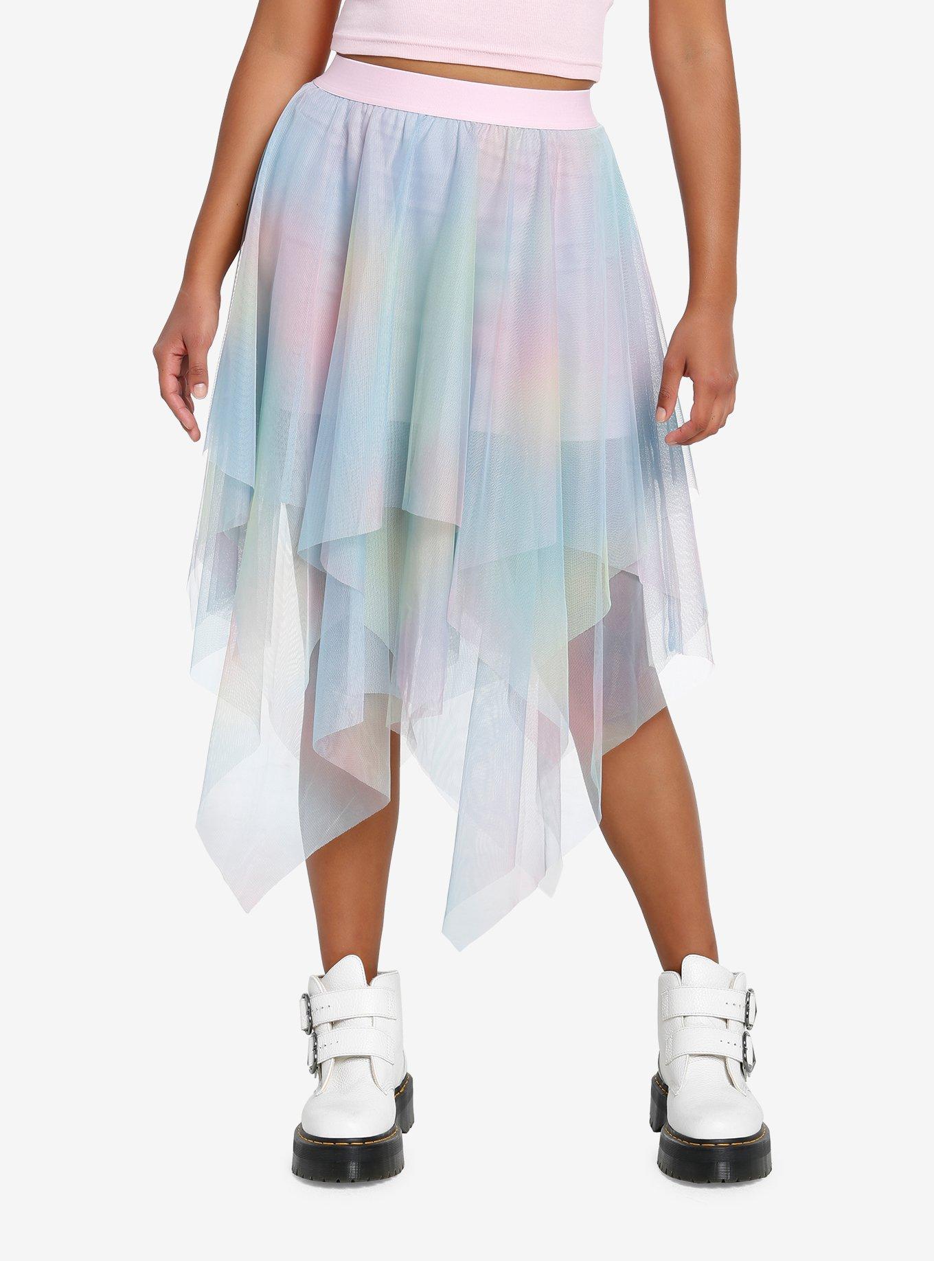 Sweet Society Rainbow Hanky Hem Tulle Skirt, MULTI, hi-res