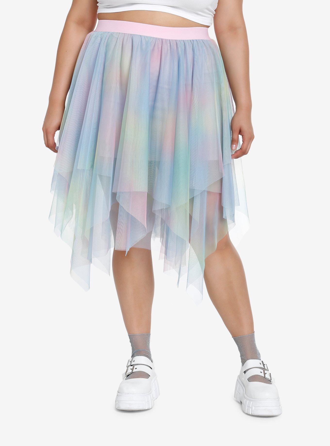 Sweet Society Rainbow Hanky Hem Tulle Skirt Plus Size, MULTI, hi-res
