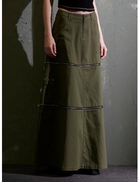 Social Collision Green Zip-Off Maxi Skirt, , hi-res