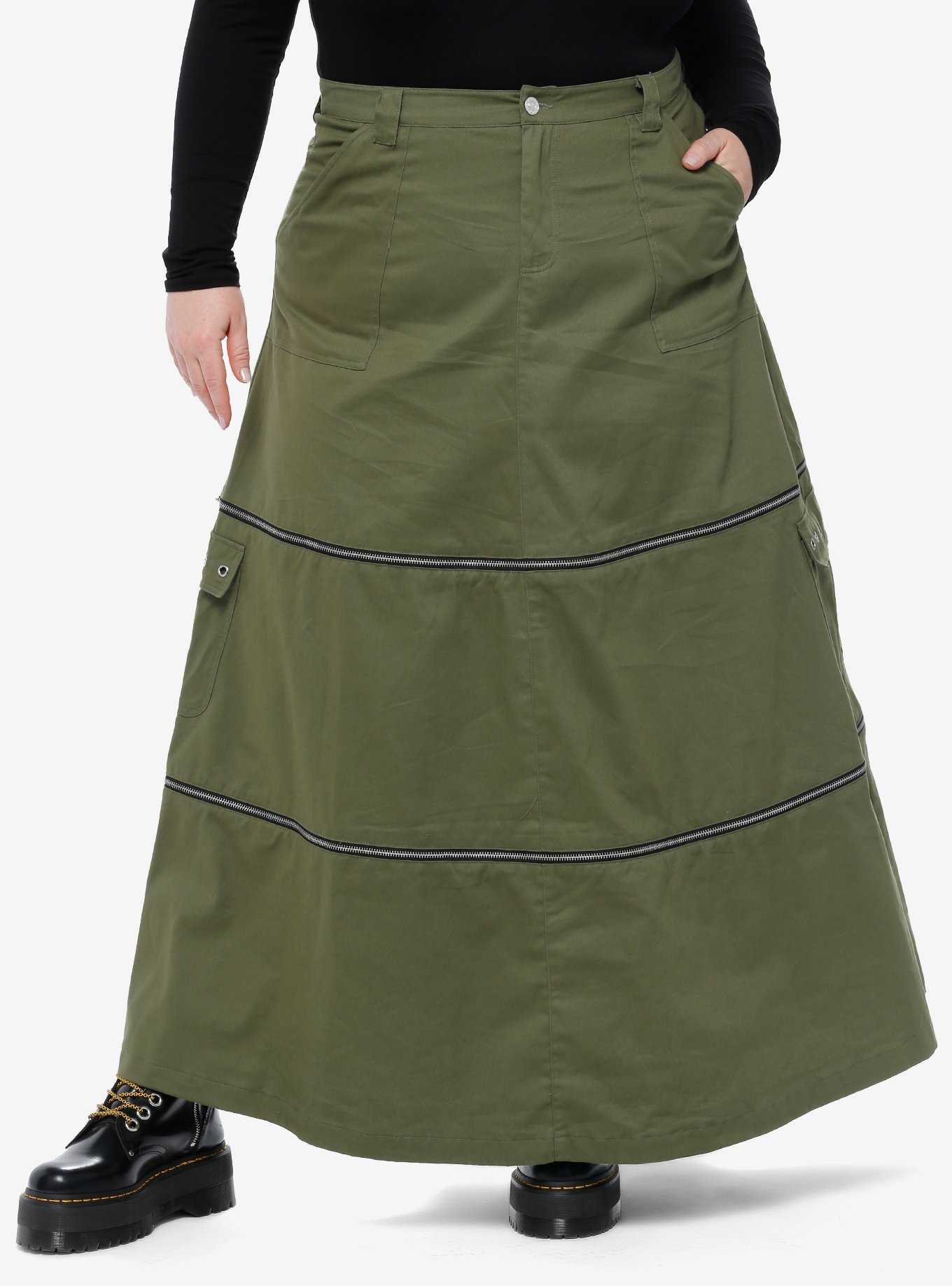 Social Collision Green Zip-Off Maxi Skirt Plus Size | Hot Topic