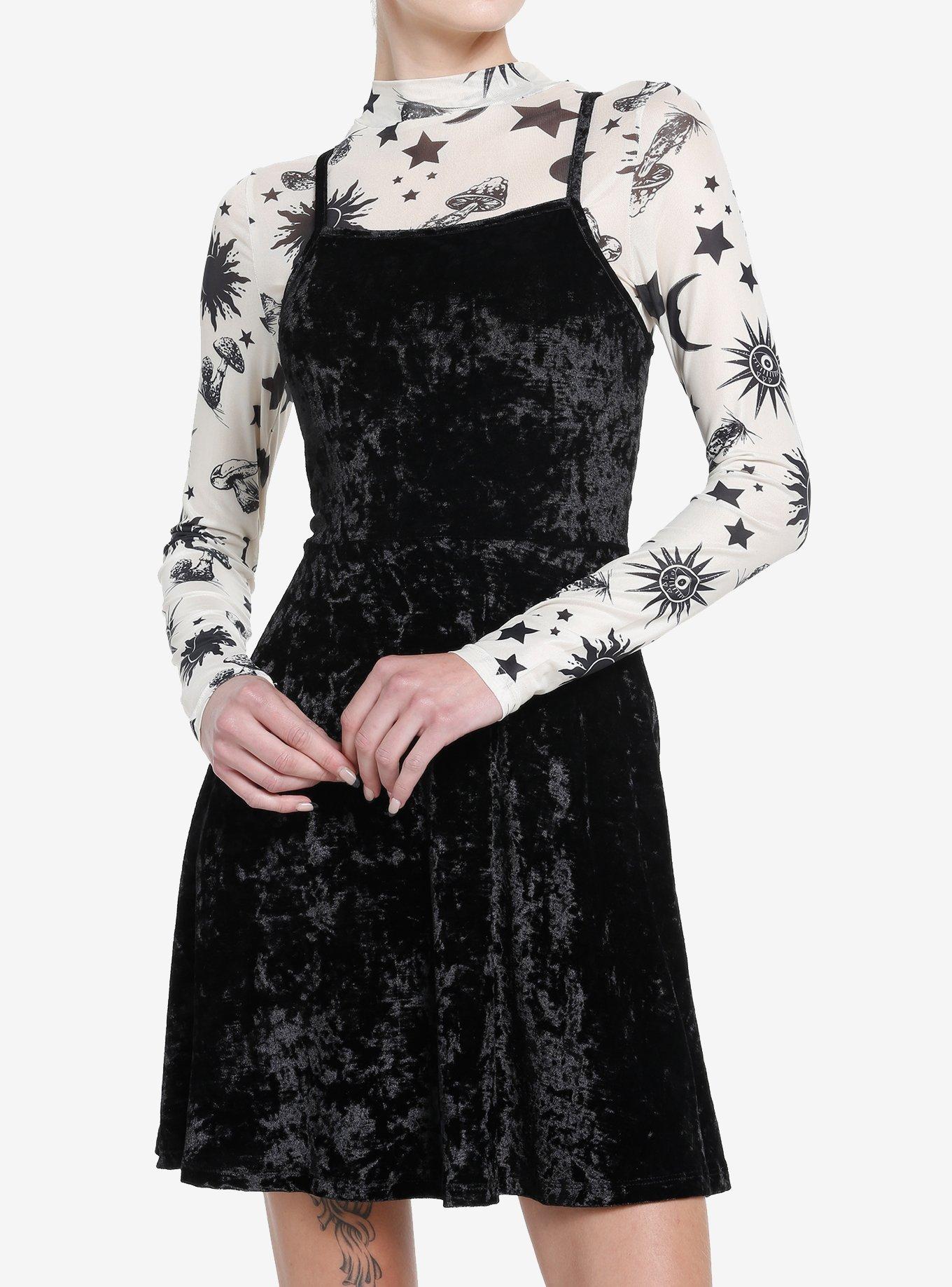 Hot Topic Cosmic Aura Black Lace Cami Twofer Dress