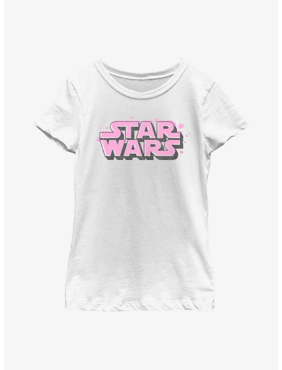 Star Wars Floating Hearts Logo Youth Girls T-Shirt, WHITE, hi-res