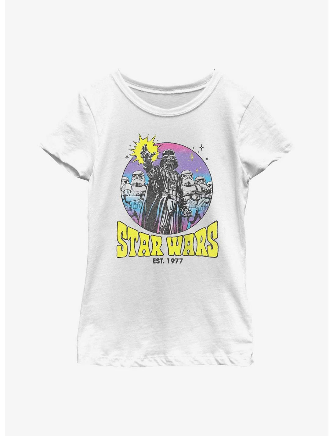 Star Wars Vader & Stormtroopers Retro Circle Youth Girls T-Shirt, WHITE, hi-res