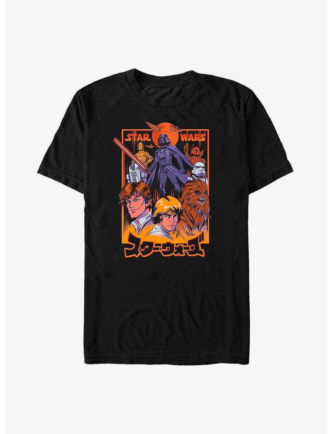 Star Wars Anime Style Characters T-Shirt, BLACK, hi-res