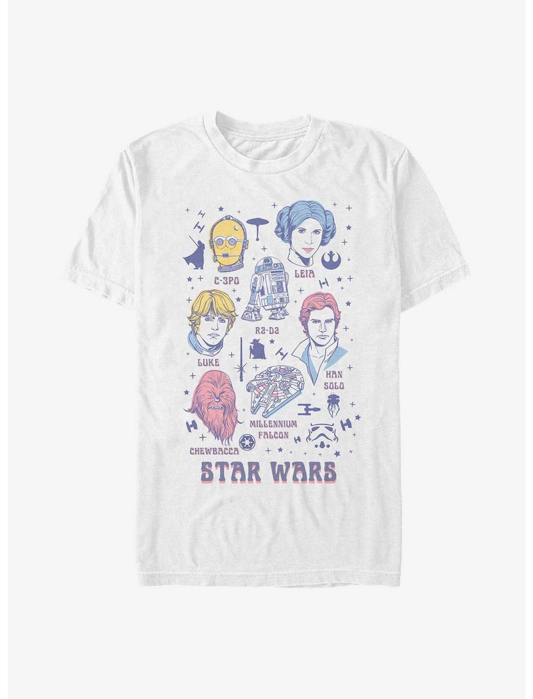 Star Wars Character Doodles T-Shirt, WHITE, hi-res
