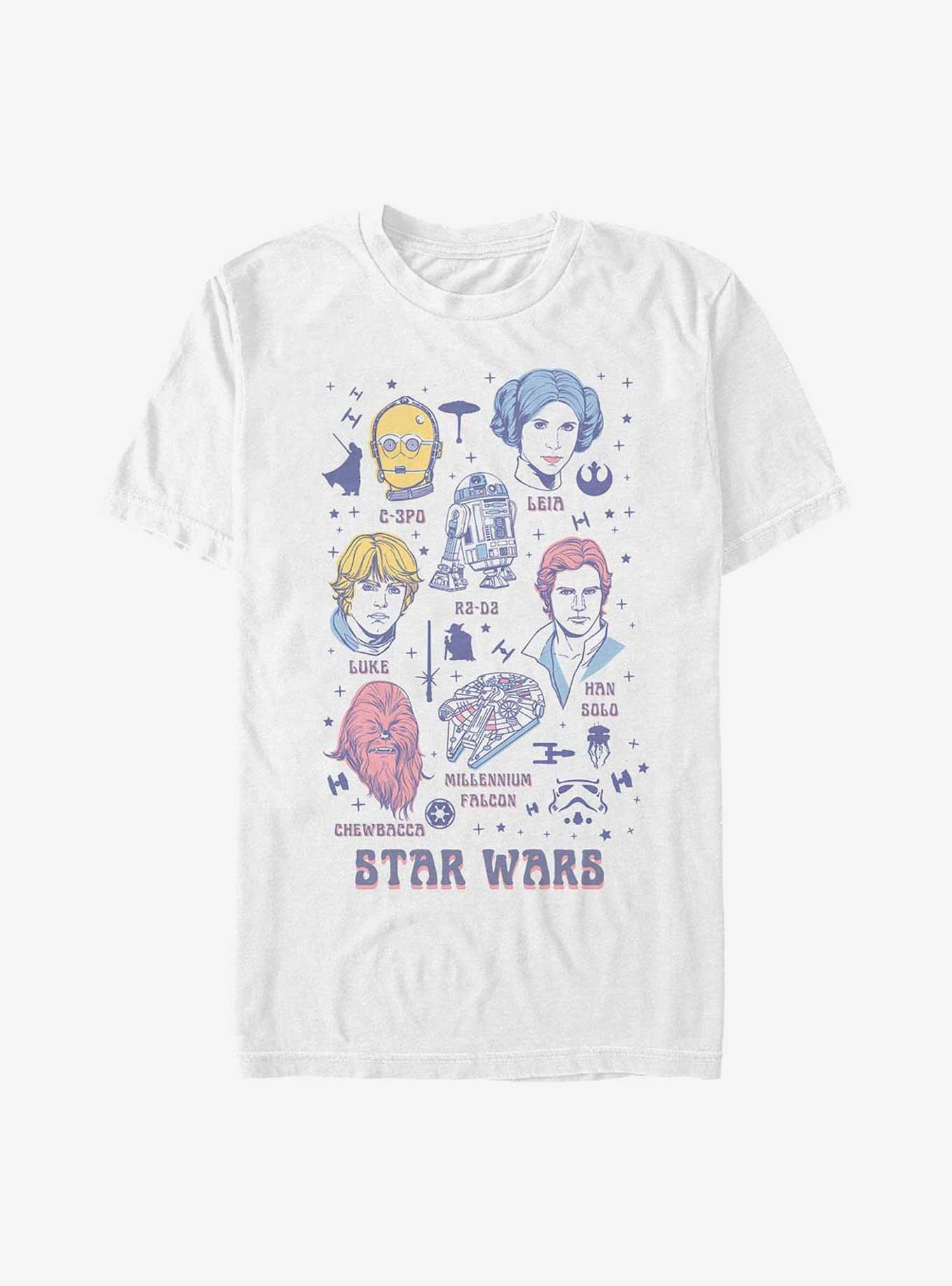 Star Wars Character Doodles T-Shirt, WHITE, hi-res