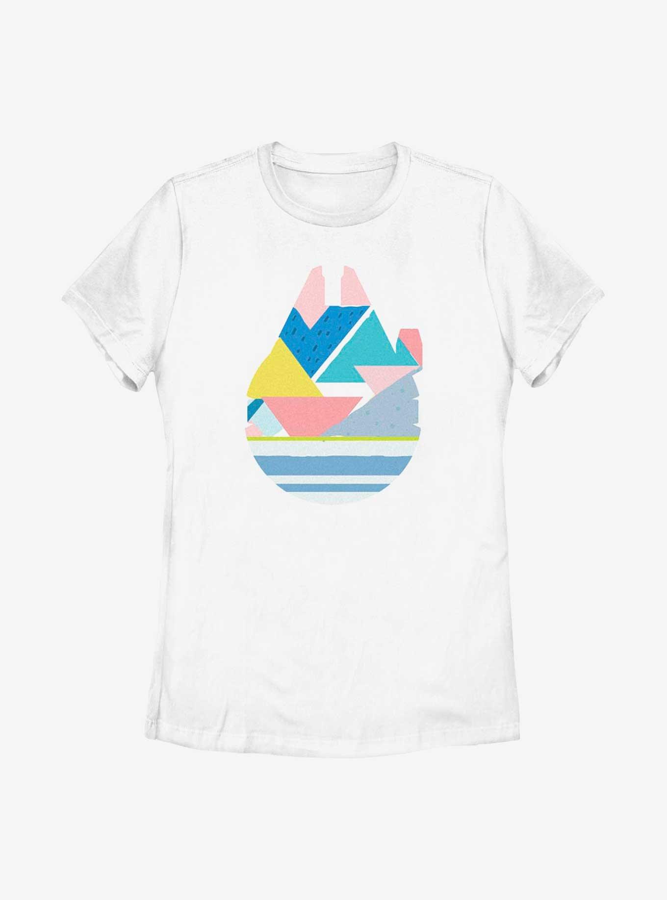 Star Wars Geometric Shaped Millennium Falcon Womens T-Shirt, WHITE, hi-res