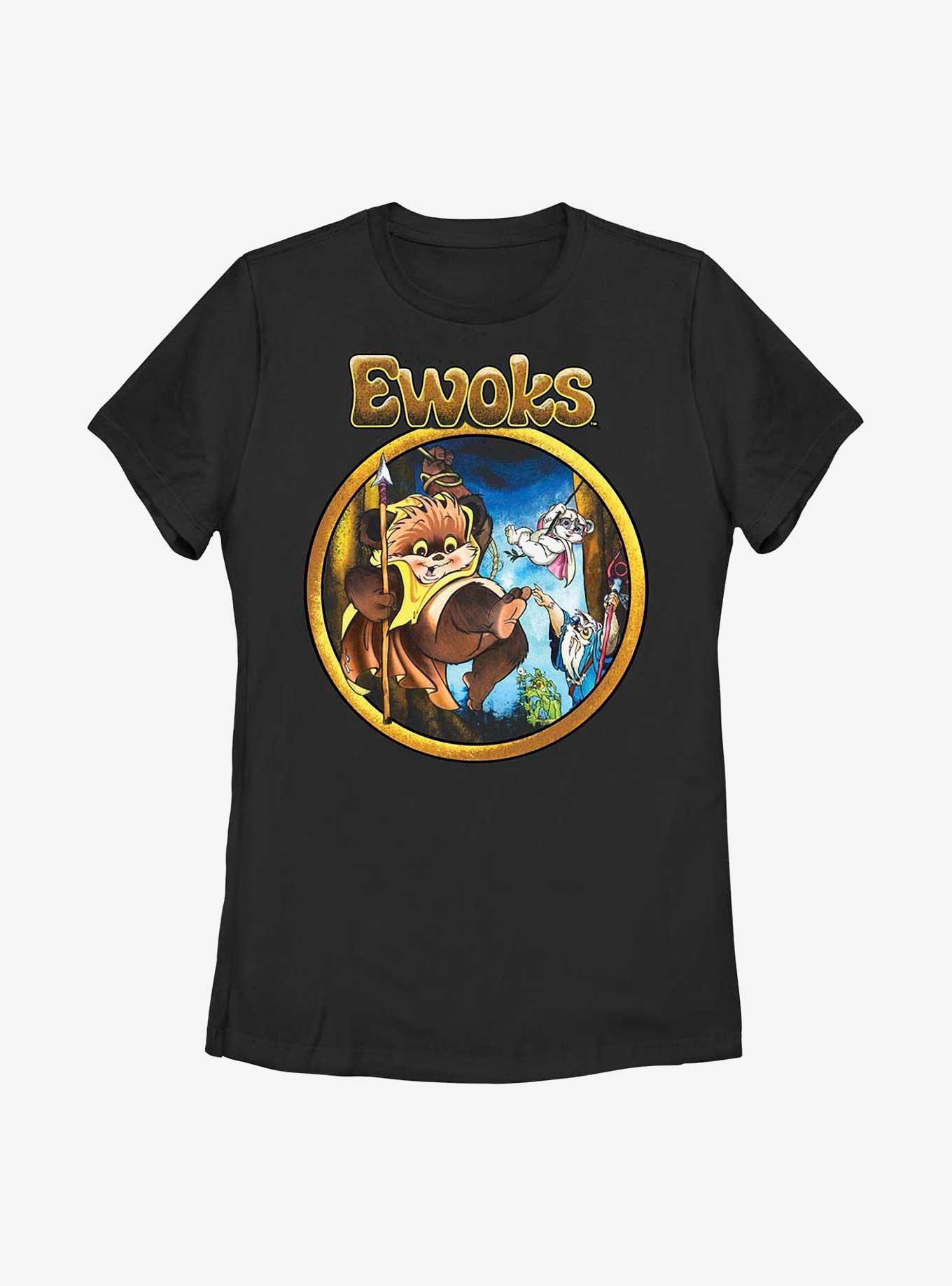 Star Wars Wicket Cartoon Ewoks Womens T-Shirt, BLACK, hi-res