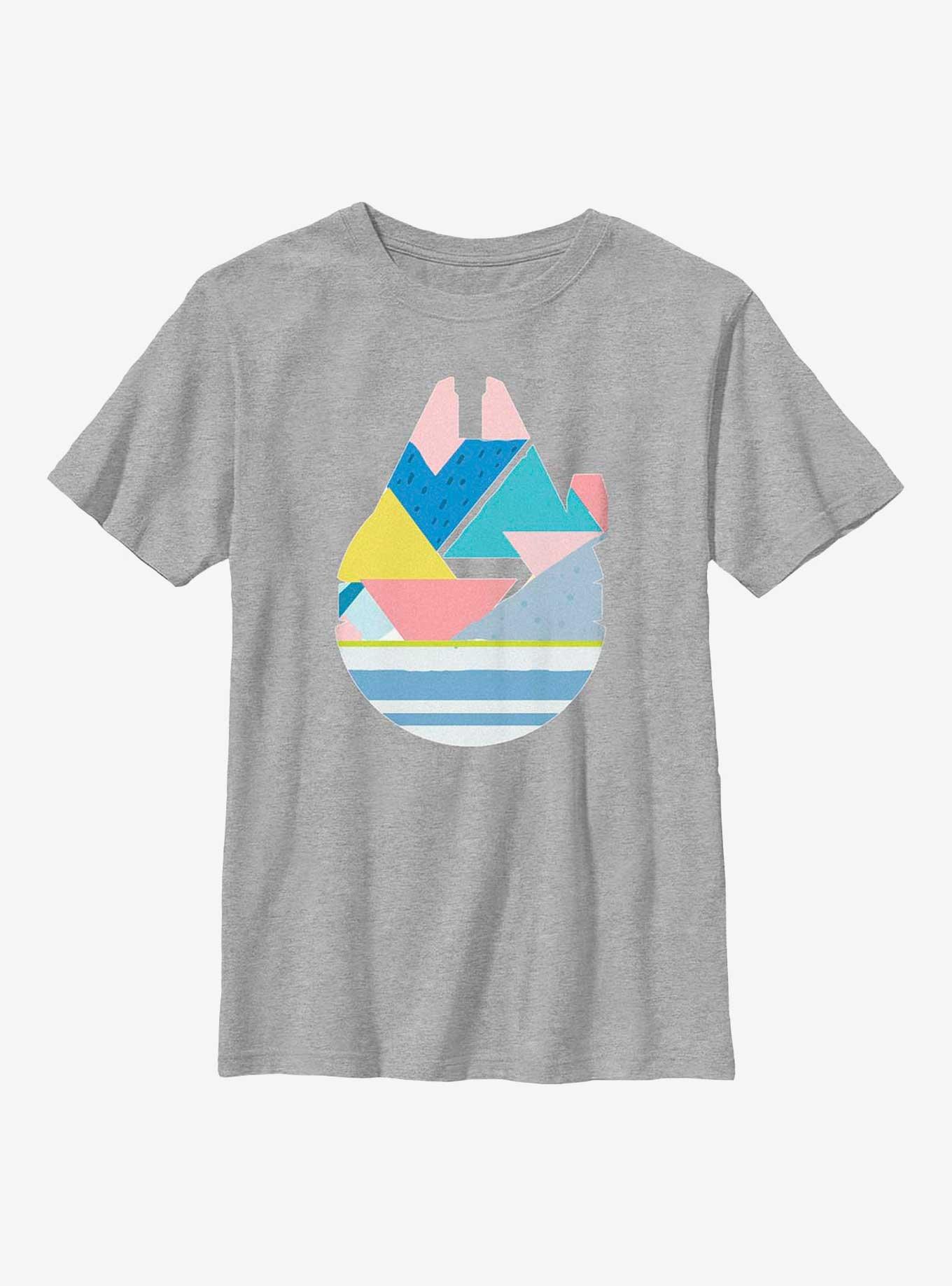 Star Wars Geometric Shaped Millennium Falcon Youth T-Shirt, ATH HTR, hi-res