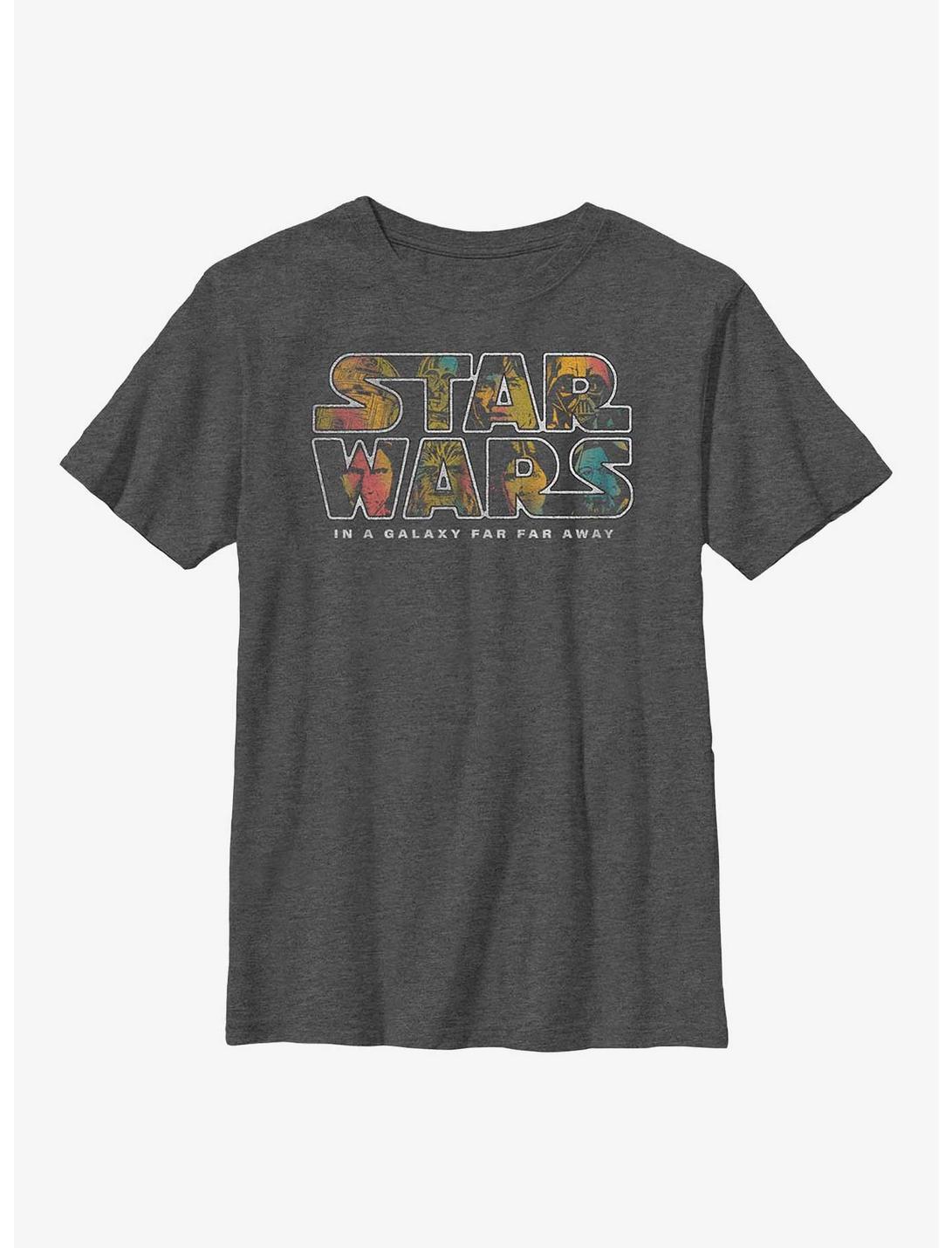 Star Wars Pop Logo Fill Youth T-Shirt, CHAR HTR, hi-res
