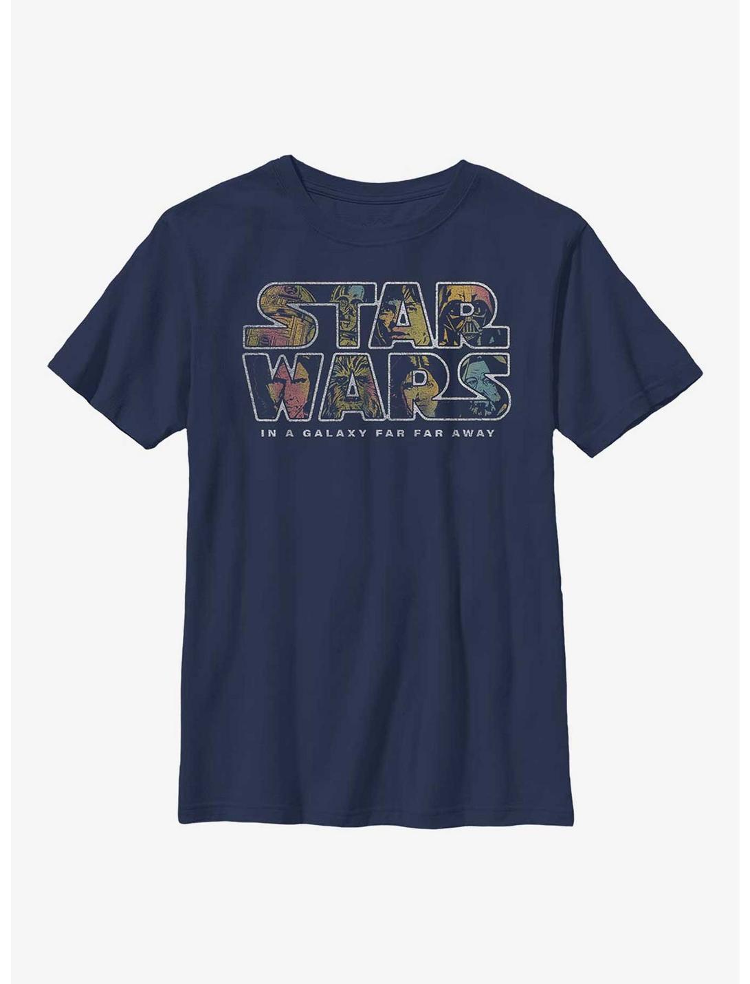 Star Wars Pop Logo Fill Youth T-Shirt, NAVY, hi-res
