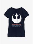 Star Wars Striped Rebel Emblem Youth Girls T-Shirt, NAVY, hi-res