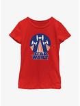 Star Wars Tie Figher Flag Stamp Youth Girls T-Shirt, RED, hi-res