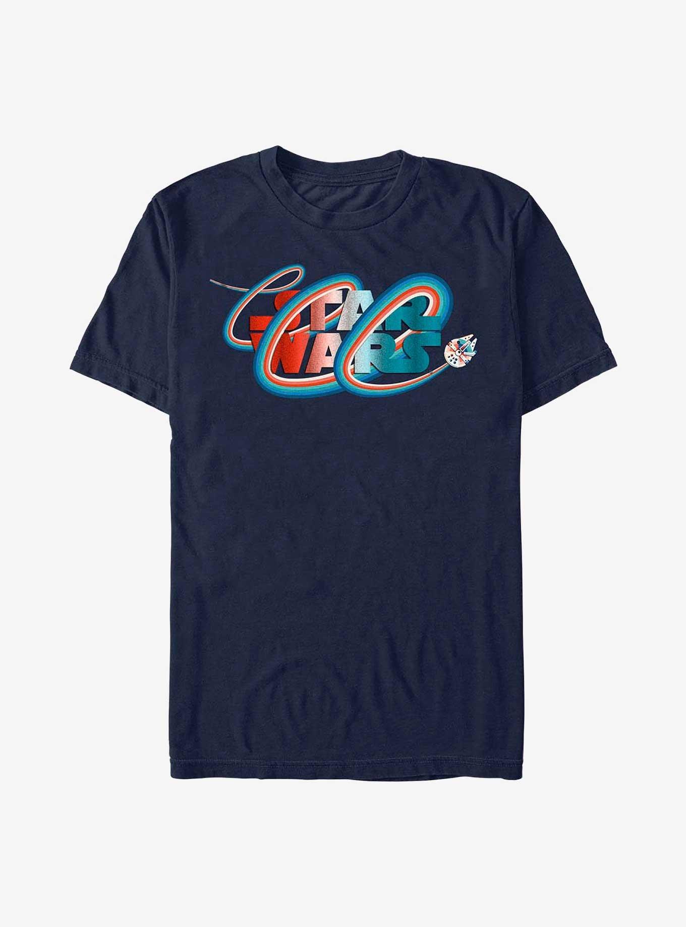 Star Wars Falcon Rainbow Logo T-Shirt, NAVY, hi-res