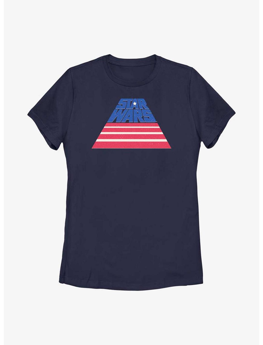 Star Wars American Flag Slant Logo Womens T-Shirt, NAVY, hi-res