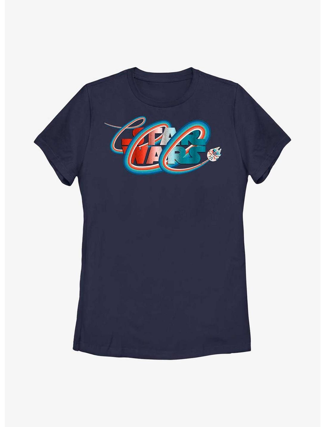 Star Wars Falcon Rainbow Logo Womens T-Shirt, NAVY, hi-res