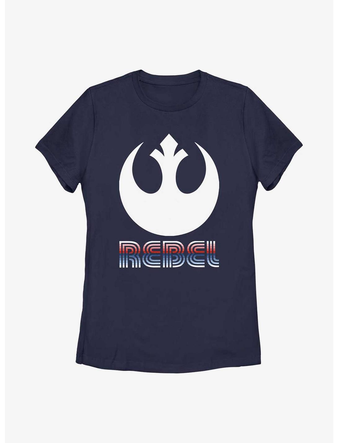 Star Wars Striped Rebel Emblem Womens T-Shirt, NAVY, hi-res