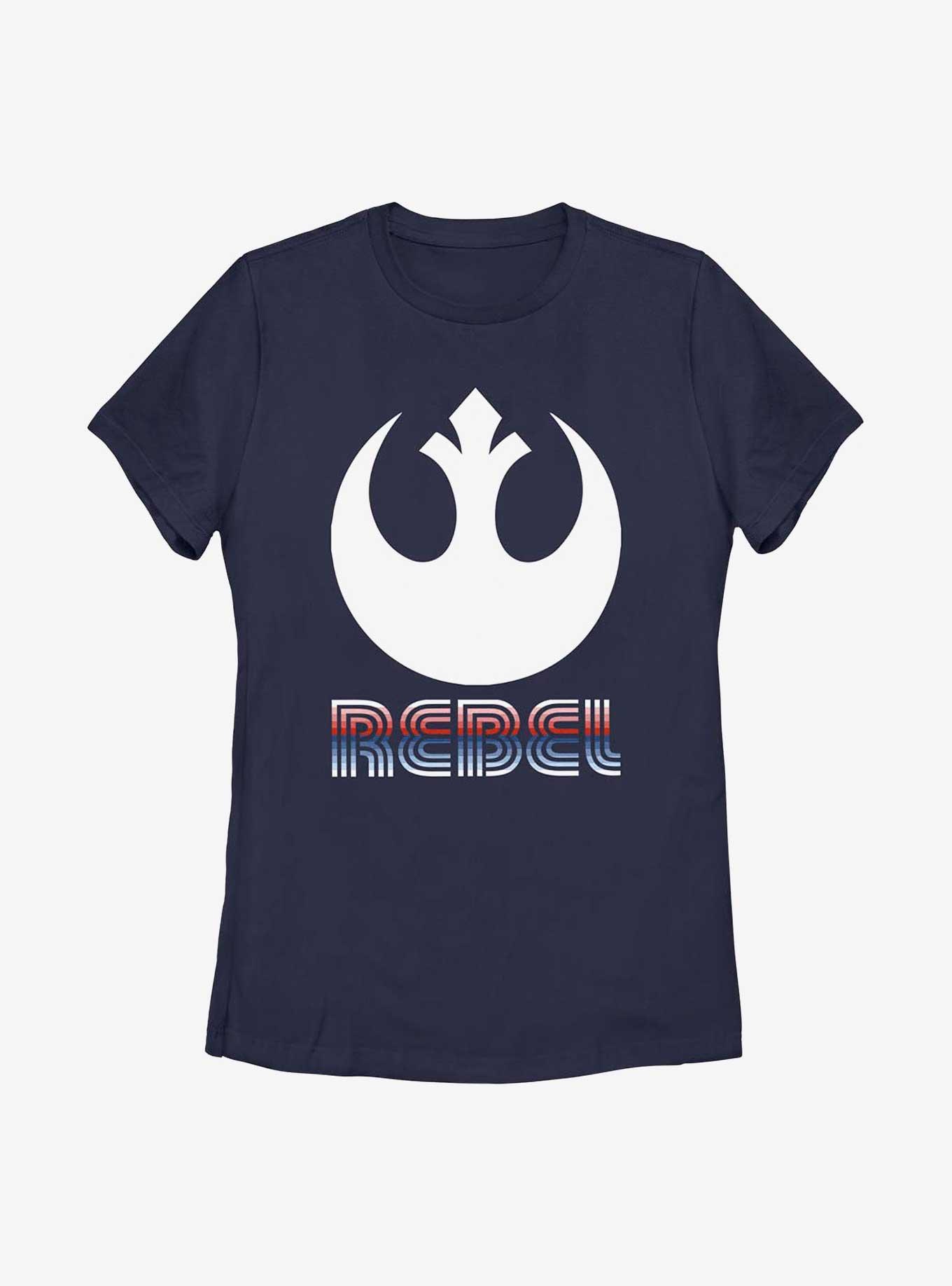 Star Wars Striped Rebel Emblem Womens T-Shirt, NAVY, hi-res