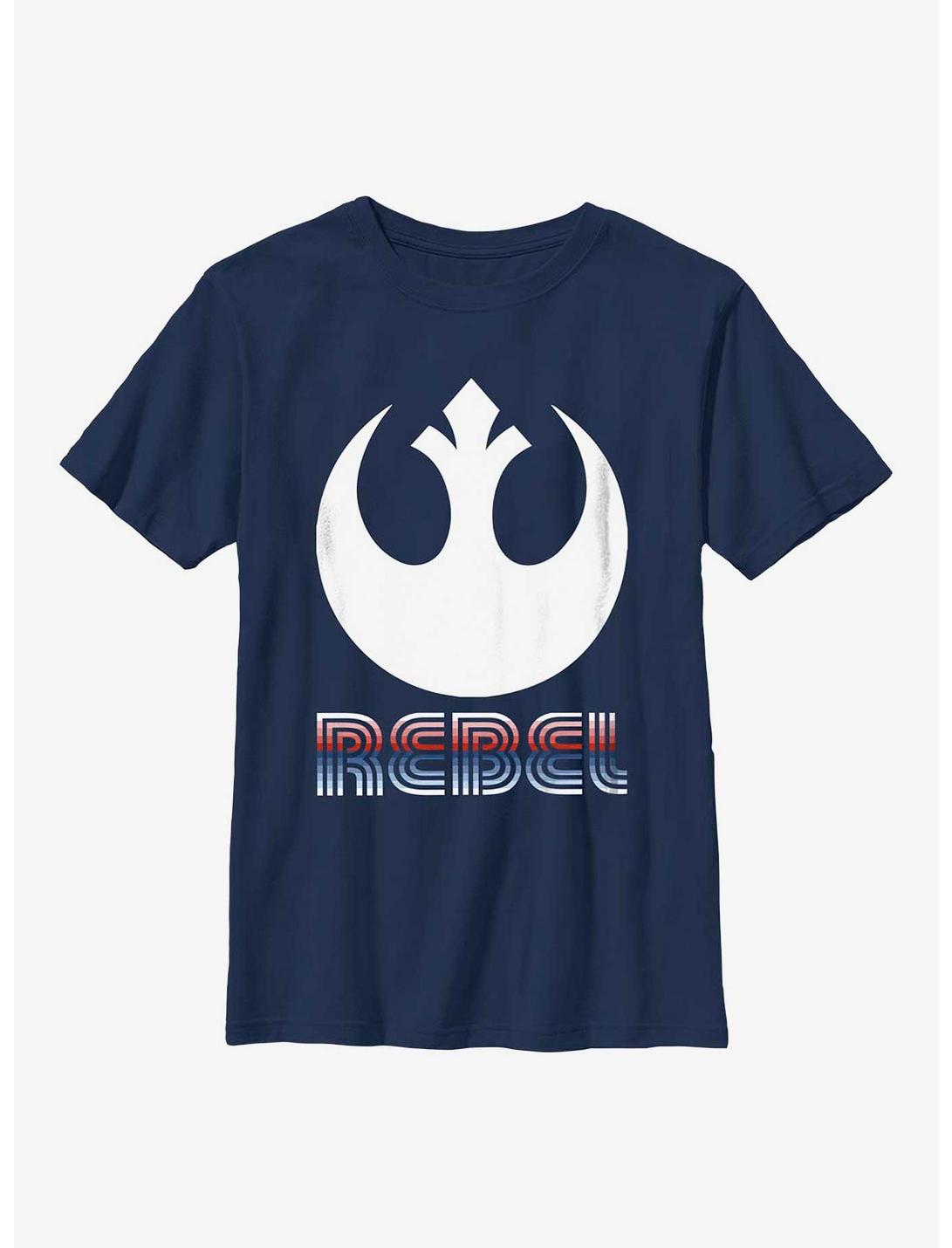 Star Wars Striped Rebel Emblem Youth T-Shirt, NAVY, hi-res