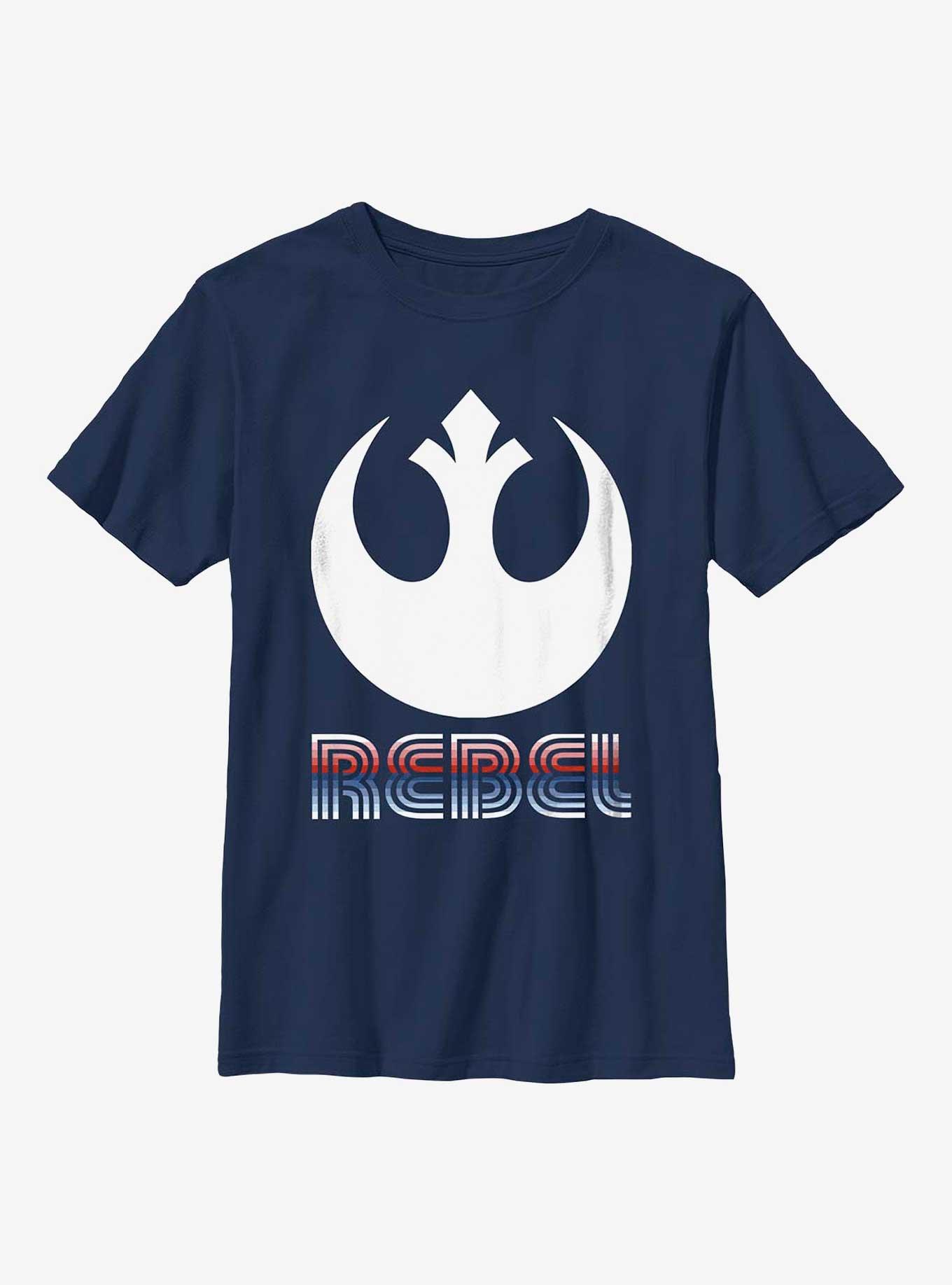 Star Wars Striped Rebel Emblem Youth T-Shirt, NAVY, hi-res