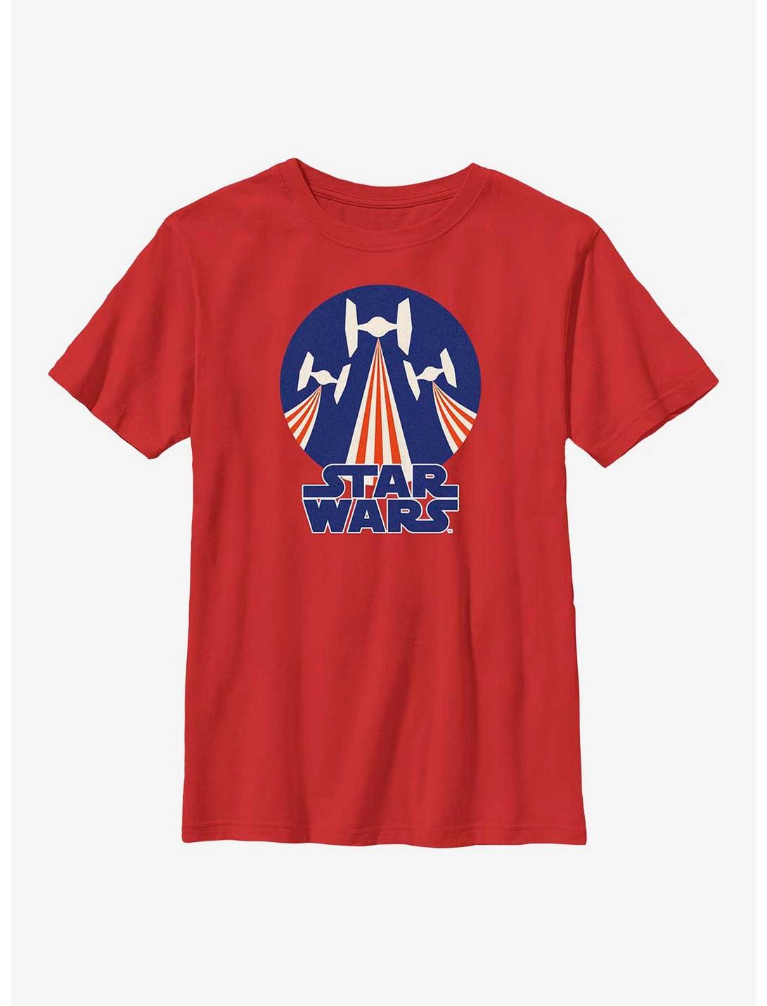 Star Wars Tie Figher Flag Stamp Youth T-Shirt, RED, hi-res
