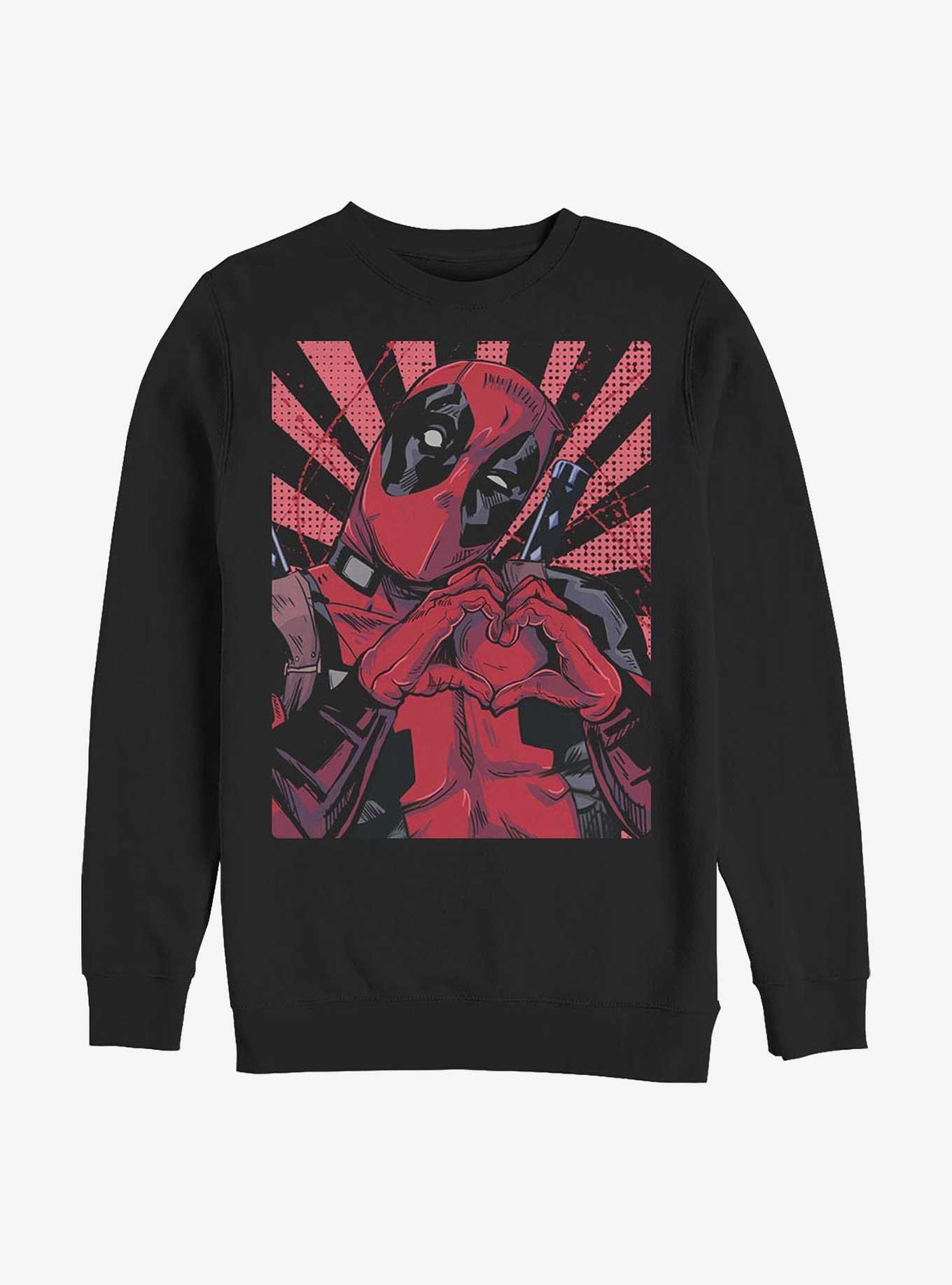 Marvel Deadpool Heart Sweatshirt, BLACK, hi-res