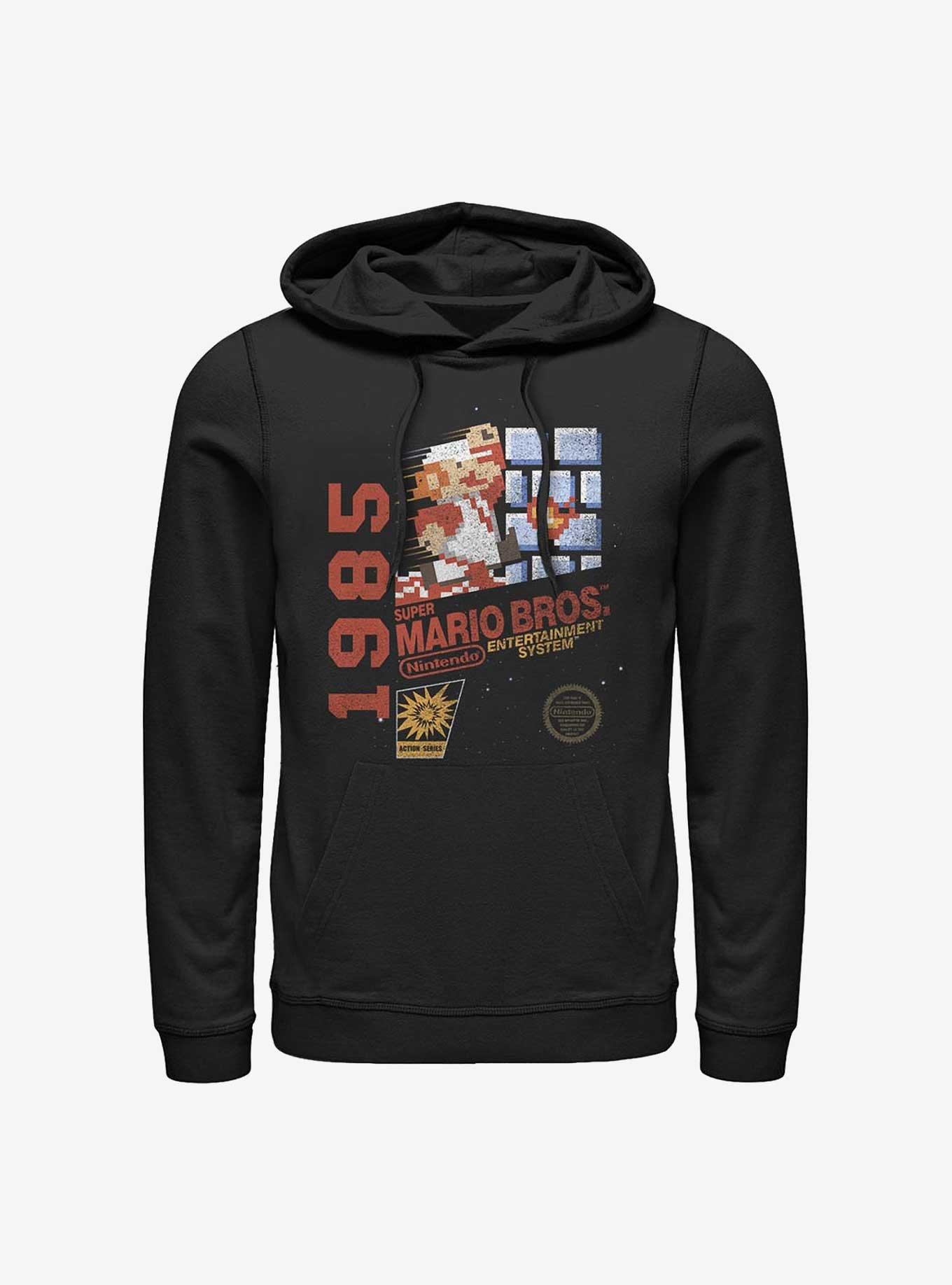 Nintendo Mario Bros. 1985 Vintage Hoodie, BLACK, hi-res