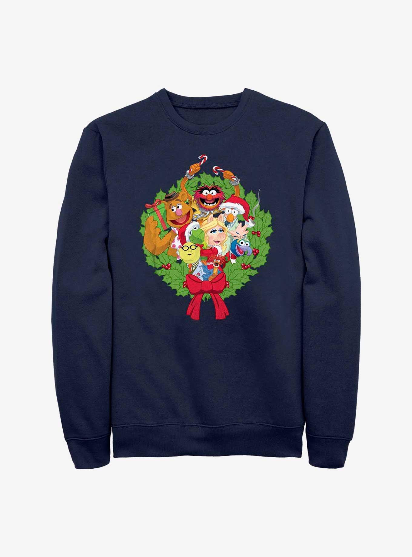 Disney The Muppets Holiday Wreath Sweatshirt, NAVY, hi-res