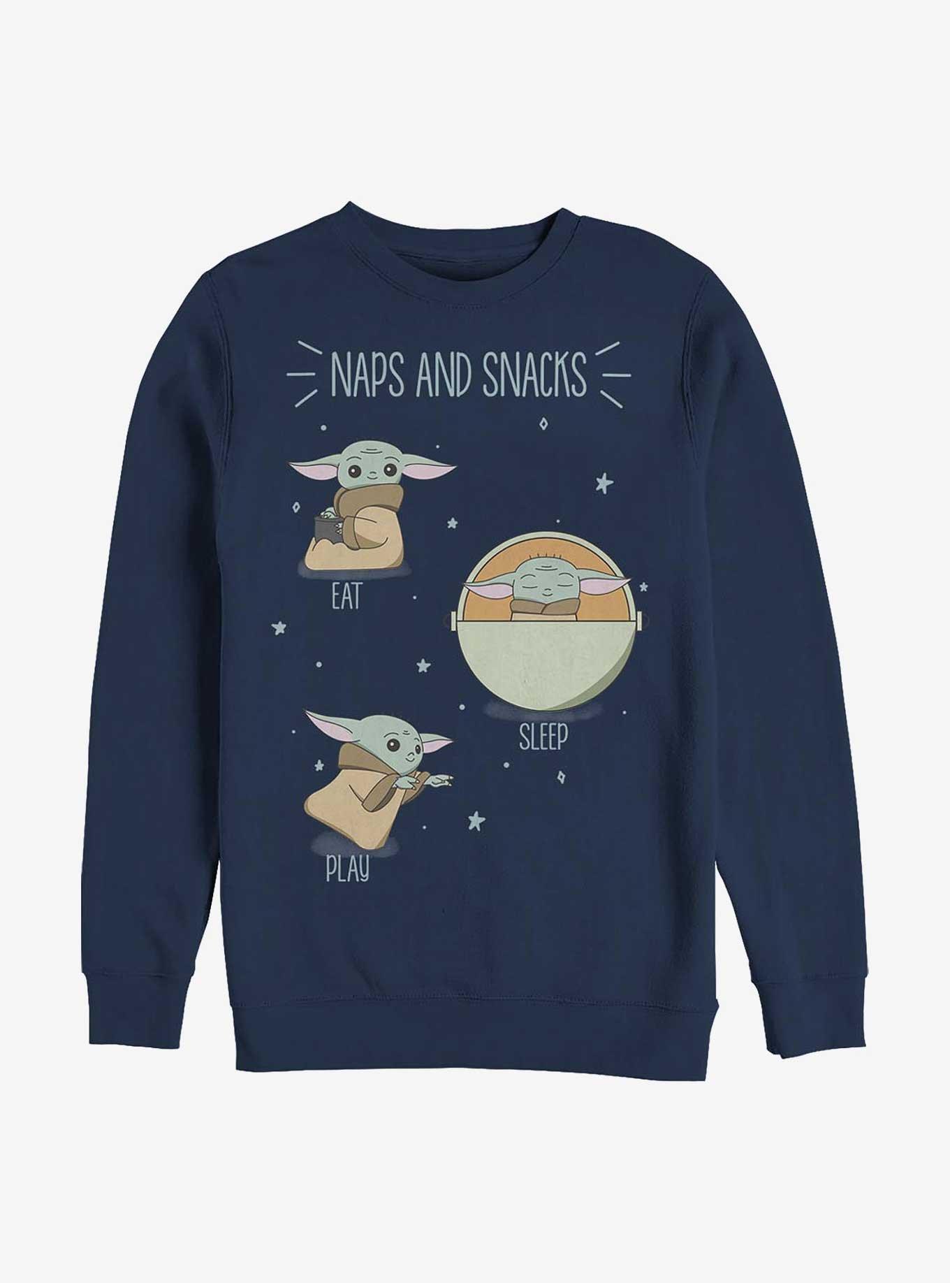 Star Wars The Mandalorian Naps And Snacks Grogu Sweatshirt, NAVY, hi-res