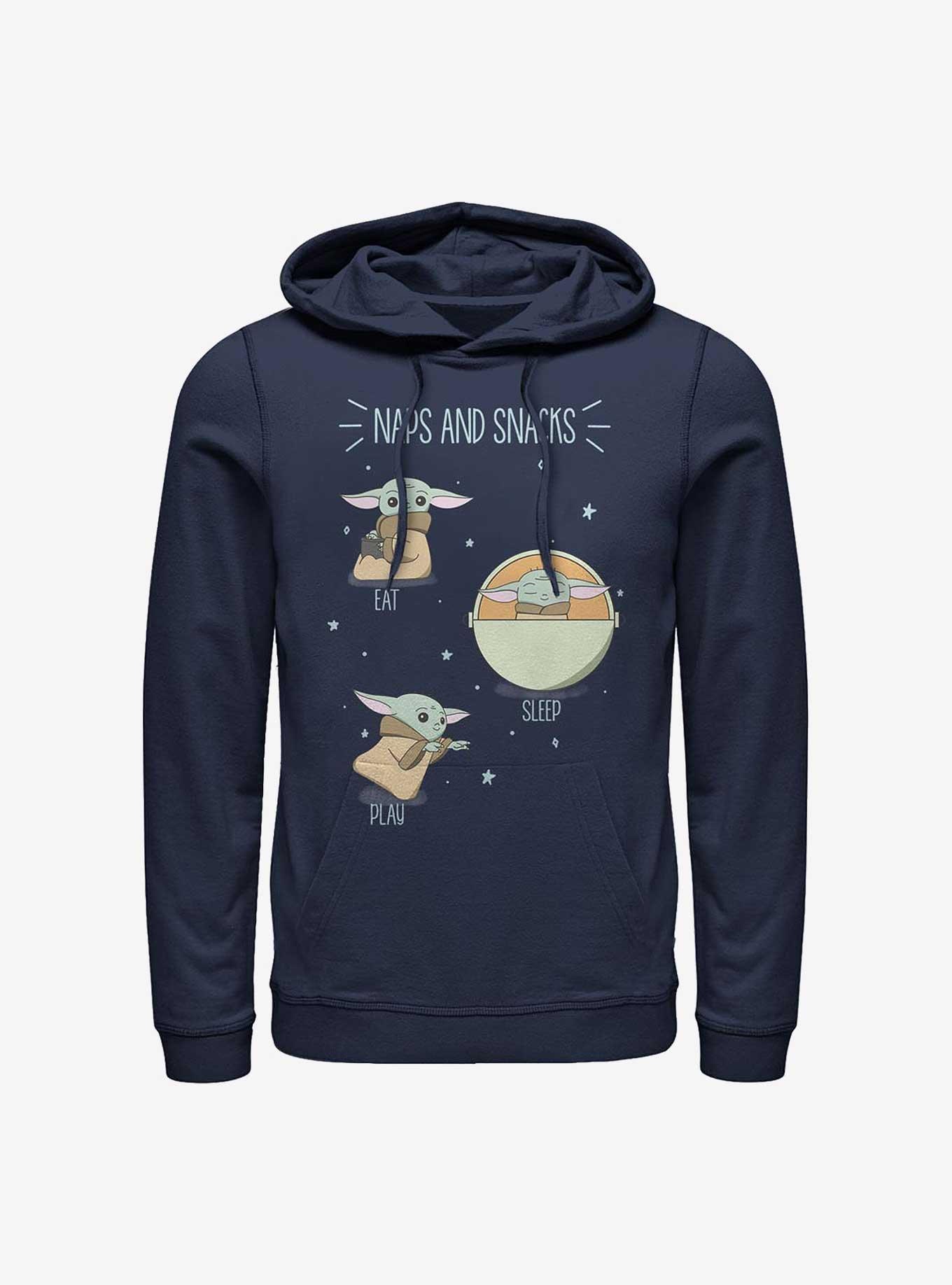 Star Wars The Mandalorian Naps And Snacks Grogu Hoodie, NAVY, hi-res