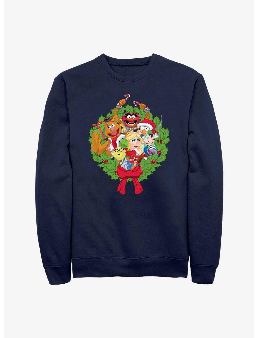 Disney The Muppets Holiday Wreath Sweatshirt, NAVY, hi-res