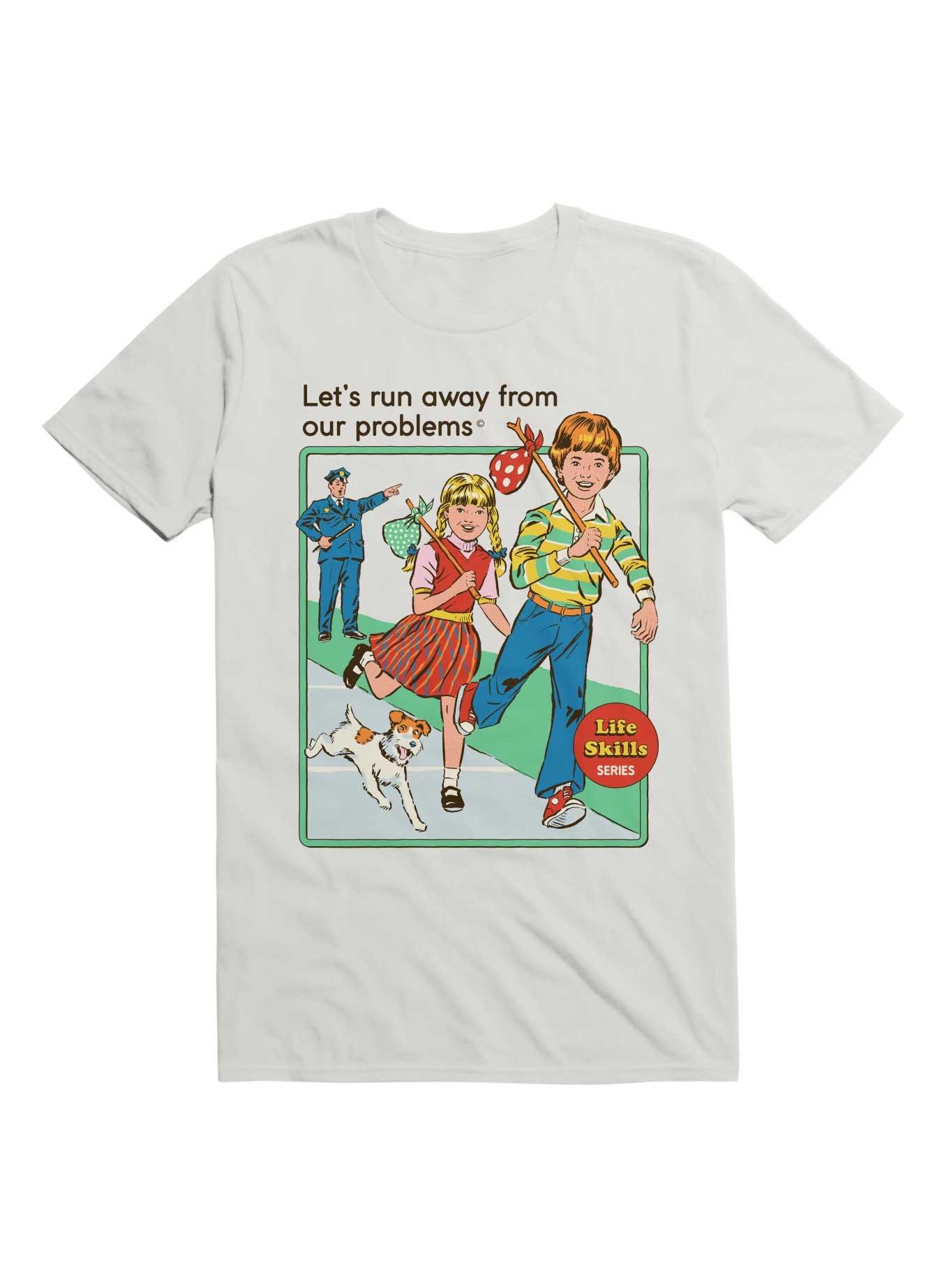 Let's Run Away T-Shirt By Steven Rhodes, WHITE, hi-res