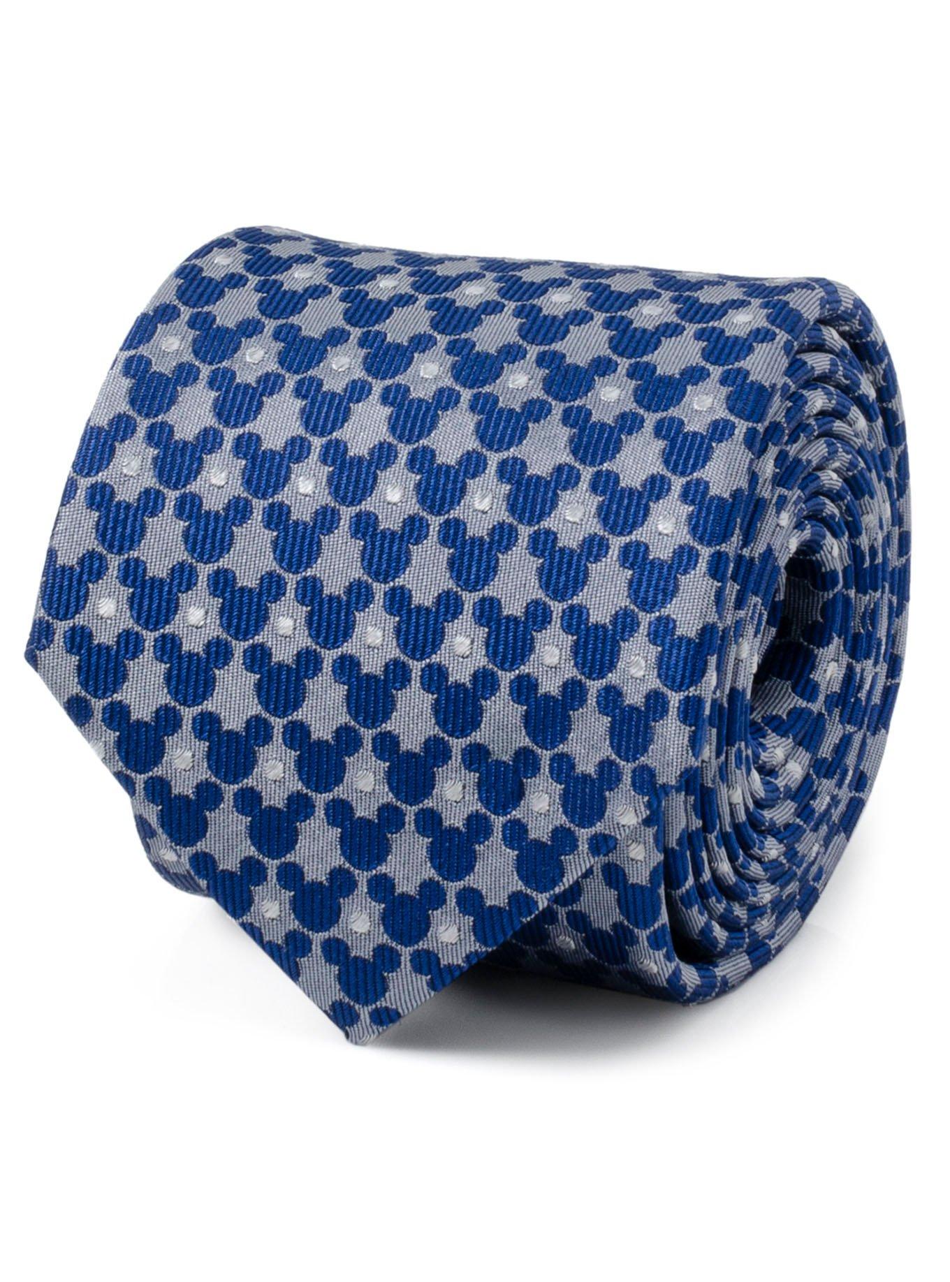 Disney Mickey Mouse Silhouette Polka Dot Blue Tie, , hi-res