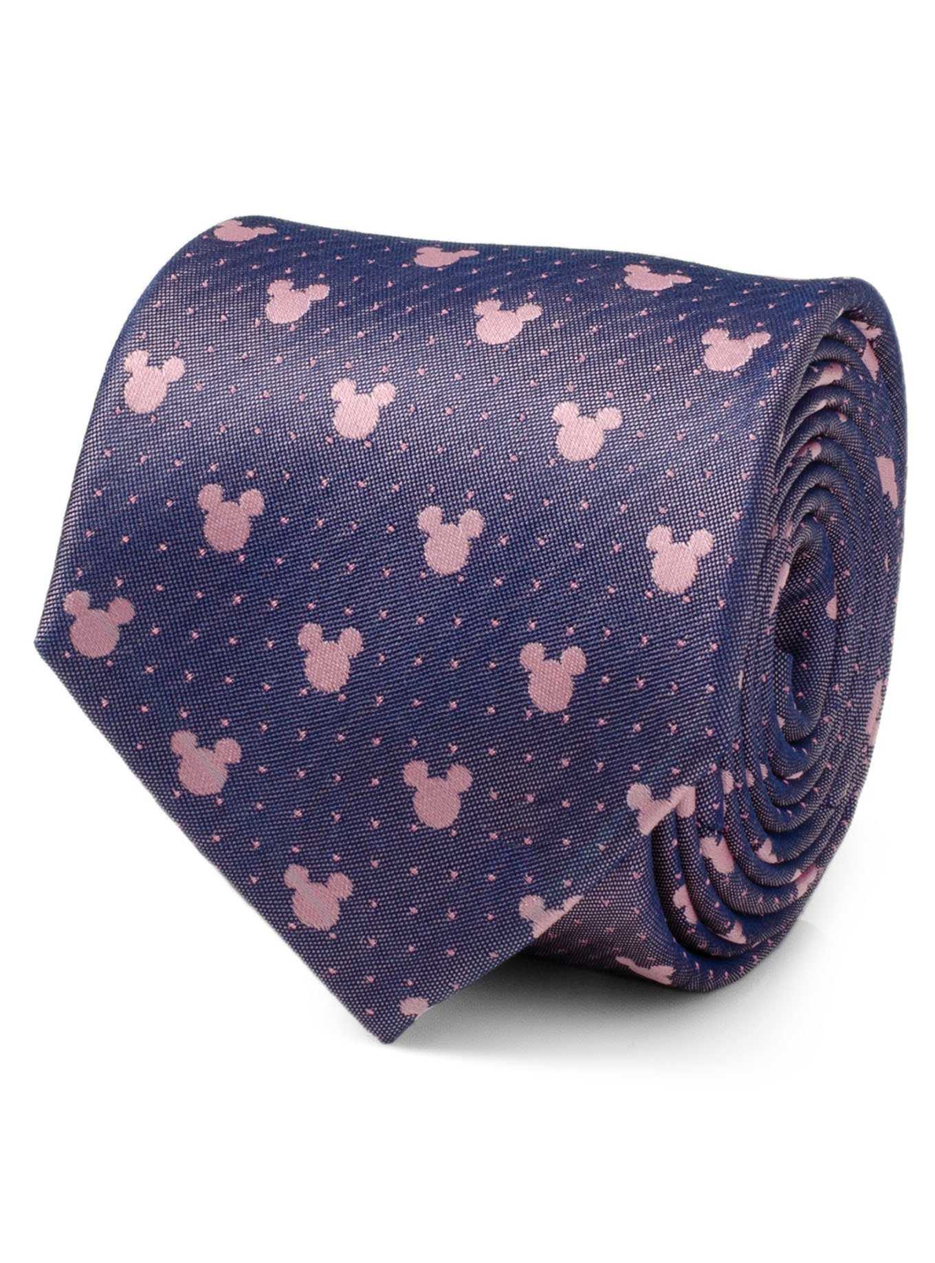 Disney Mickey Mouse Silhouette Purple Pink Dot Tie, , hi-res