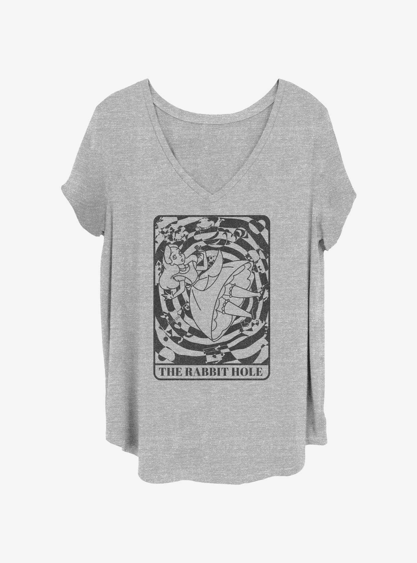 Disney Alice In Wonderland Rabbit Hole Tarot Card Girls T-Shirt Plus Size