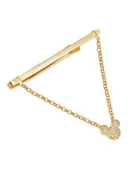 Disney Mickey Mouse Gold Crystal Chain Tie Bar, , hi-res