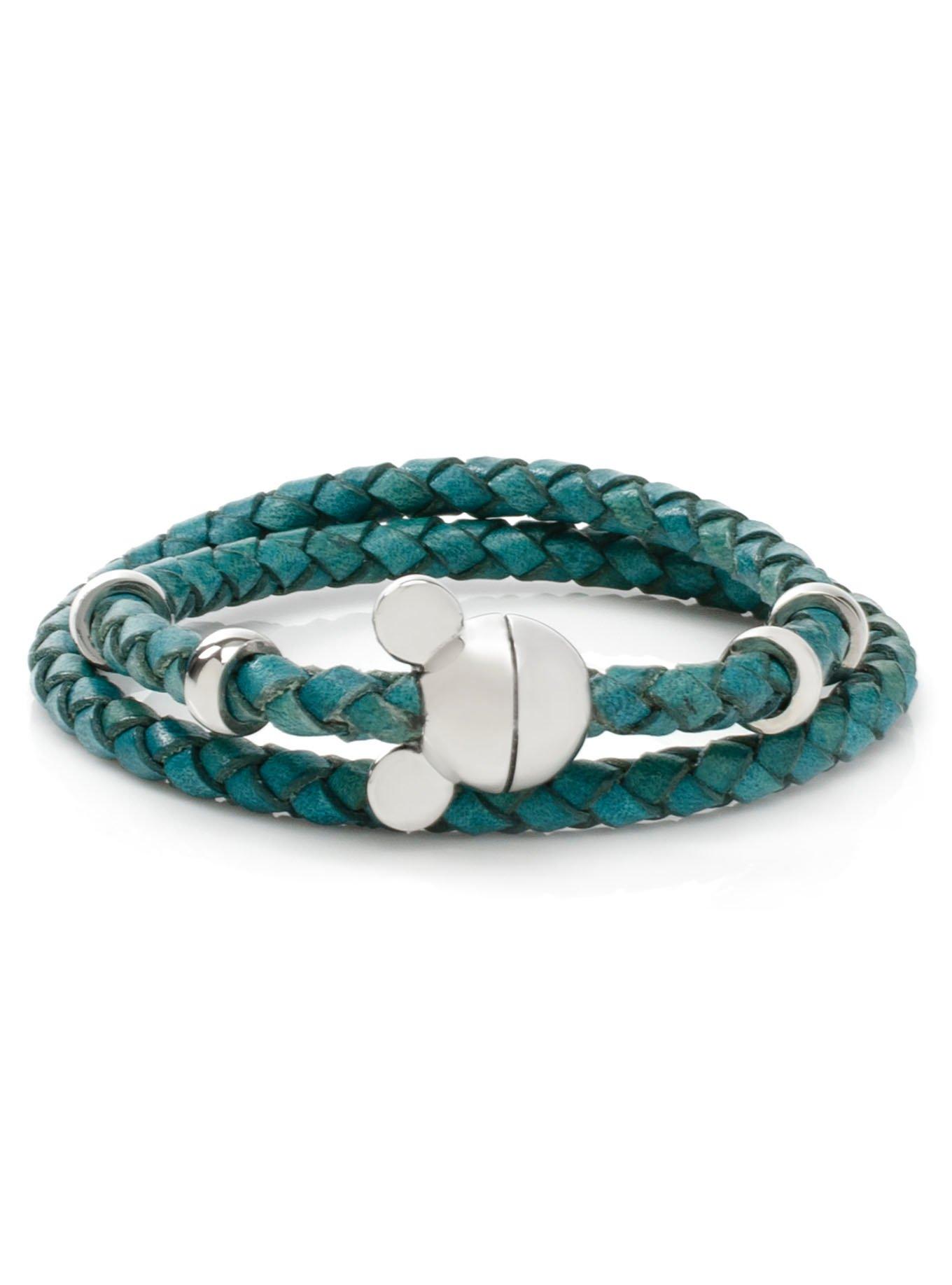 Disney Mickey Mouse Teal Double Wrapped Leather Bracelet, , hi-res