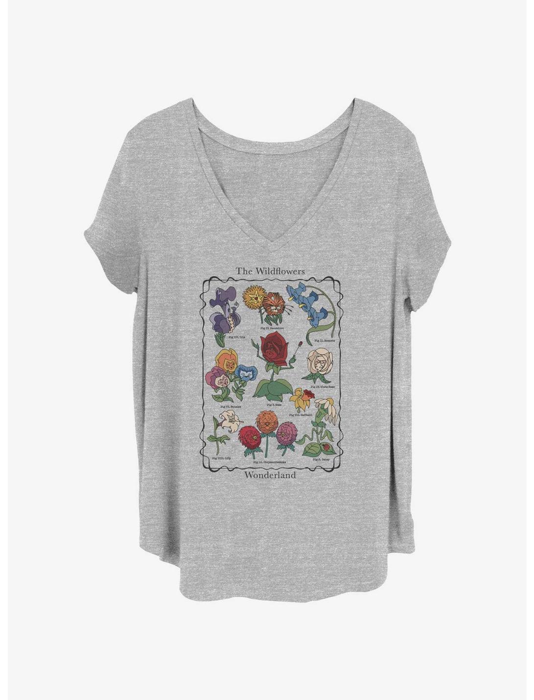 Disney Alice In Wonderland The Wildflowers Girls T-Shirt Plus Size, HEATHER GR, hi-res