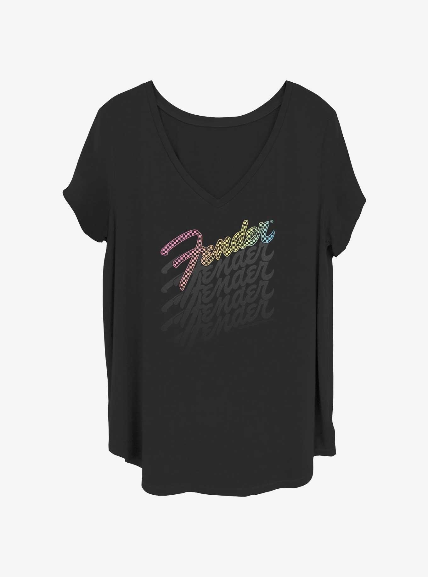 Fender Checkered Logo Girls T-Shirt Plus Size, BLACK, hi-res