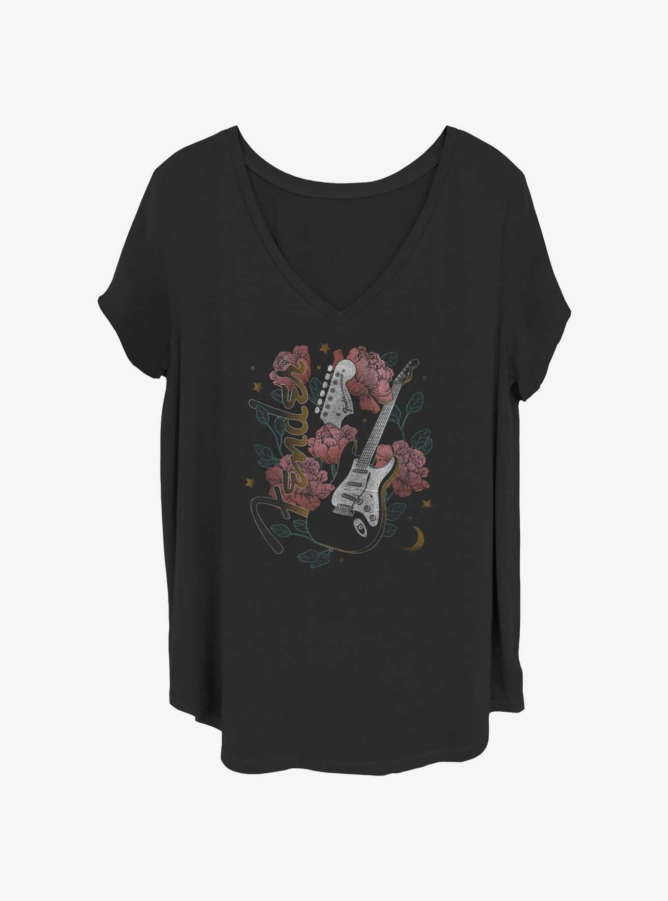 Fender Floral Stratocaster Guitar Girls T-Shirt Plus Size, , hi-res