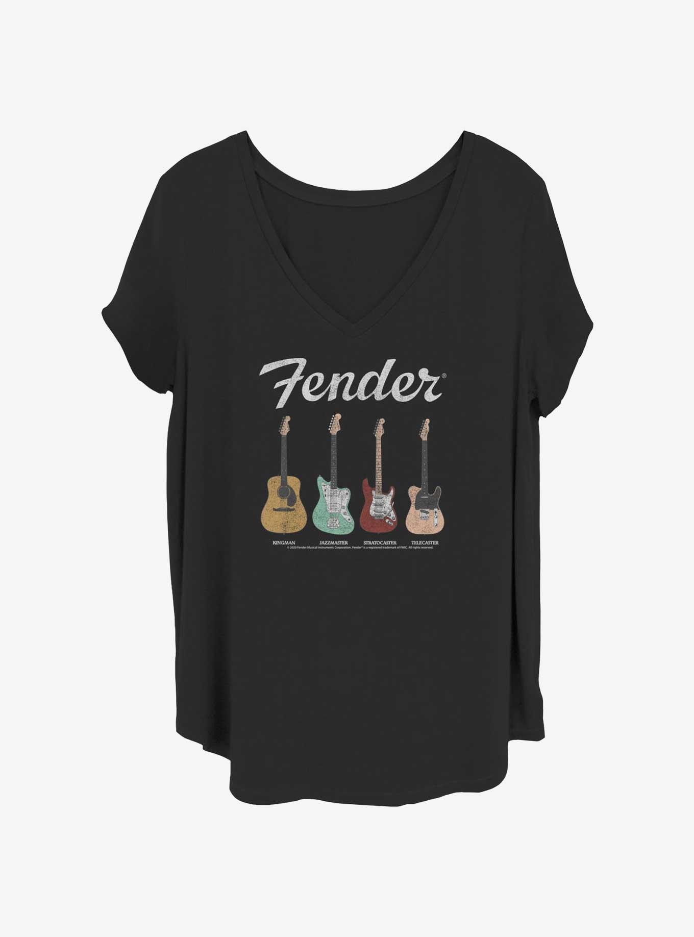 Fender Guitar Lineup Girls T-Shirt Plus Size, BLACK, hi-res